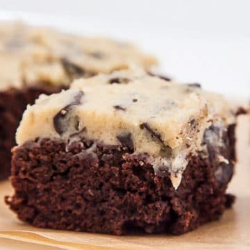 Cookie Dough Brownies with cookie dough topping