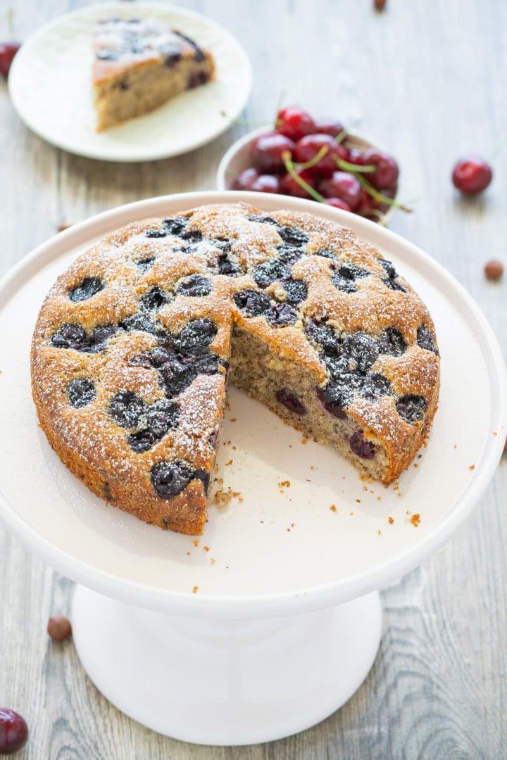 Cherry cake with nuts