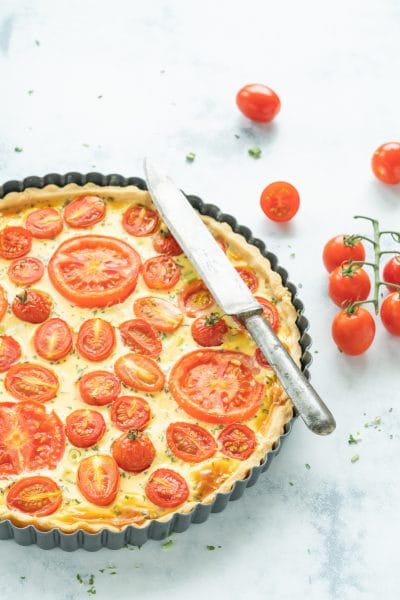 Easy Tomato Quiche with Goat Cheese