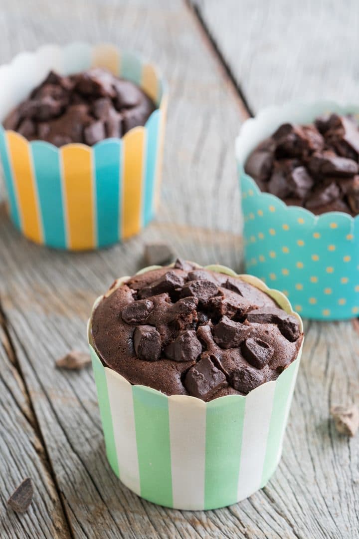 Chocolate muffins with chocolate chips