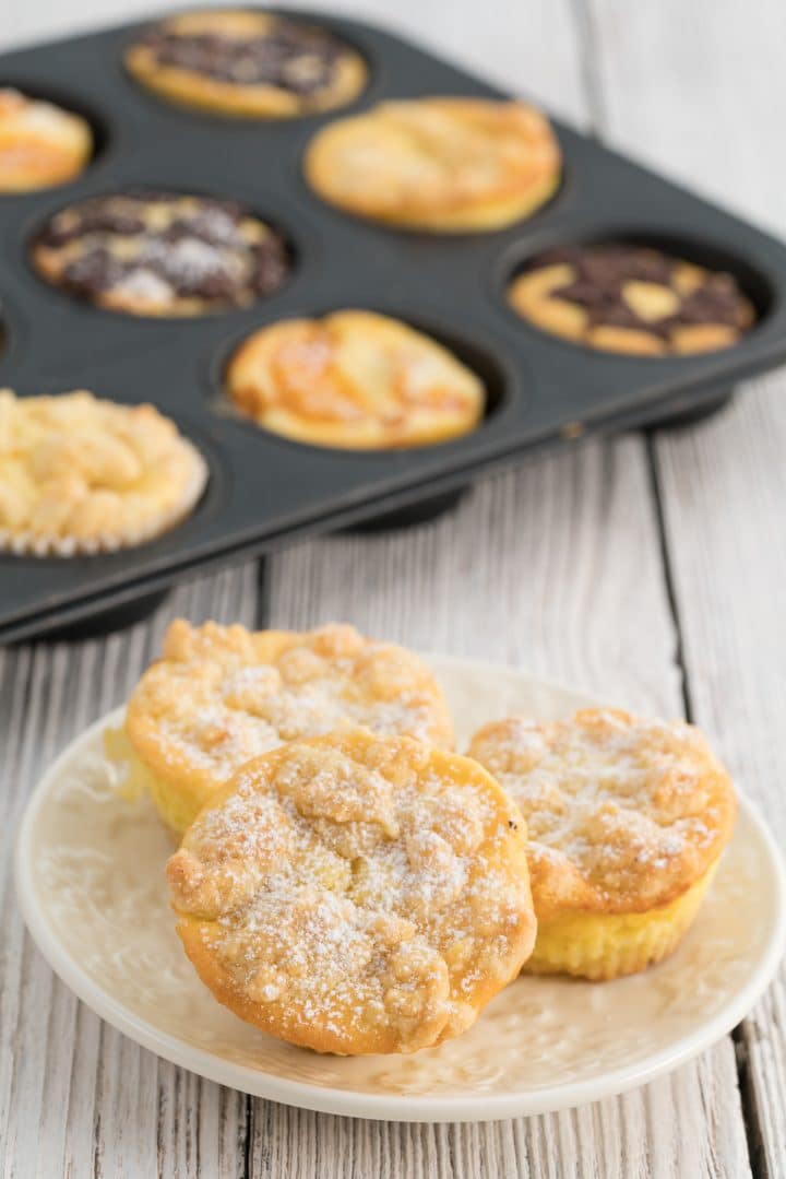 Muffins with tray in the background
