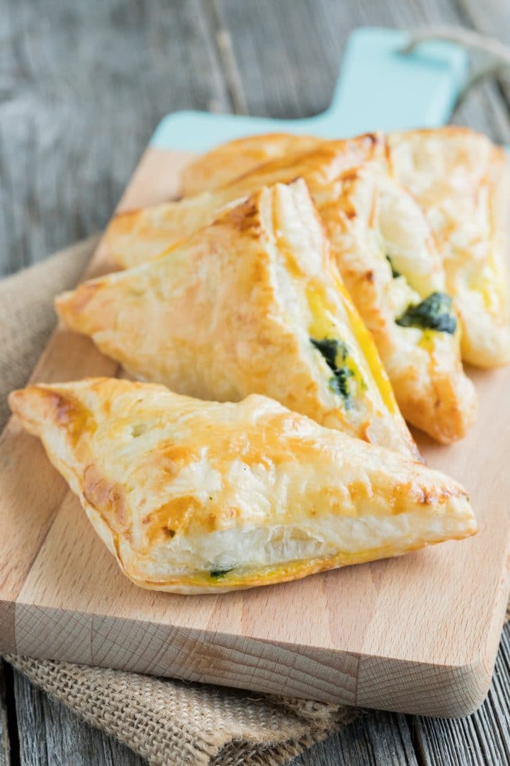 Puff pastry corners spinach feta