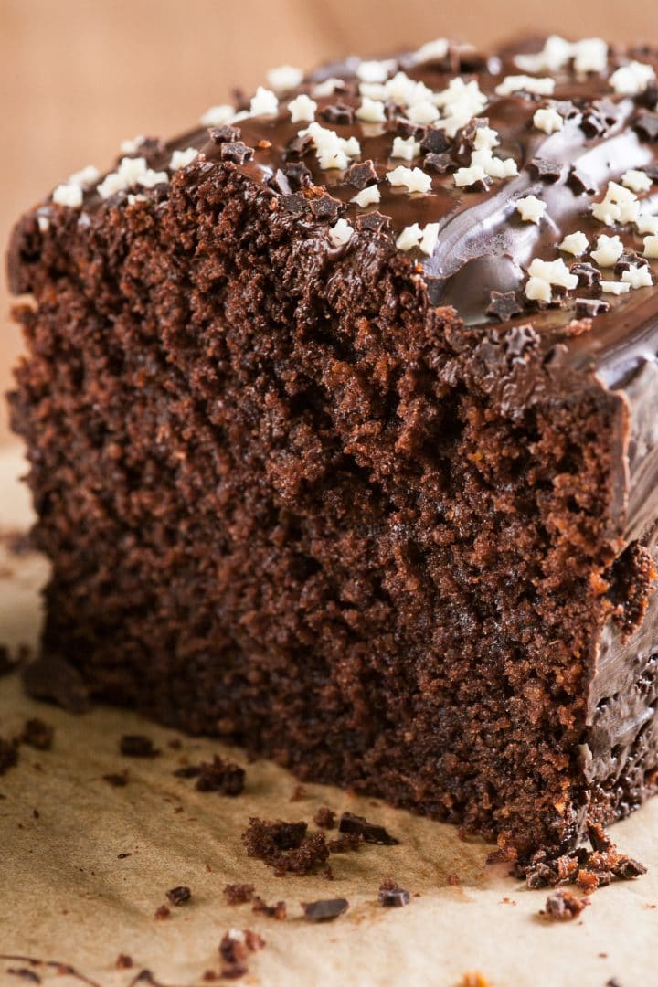 The best chocolate loaf cake with chocolate icing