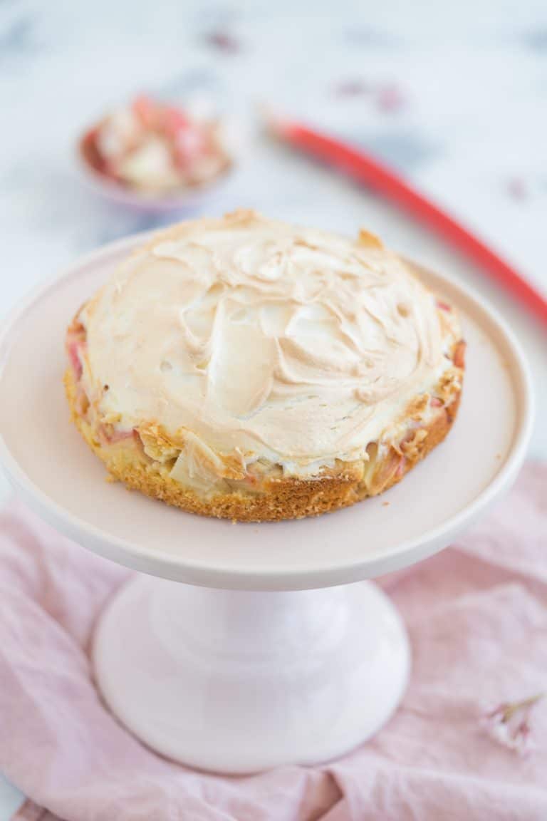 Rhubarb Cake with Meringue Topping