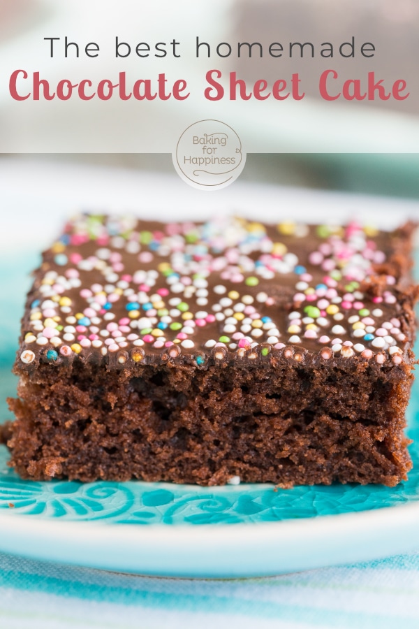 Wonderfully moist, quick and easy chocolate sheet cake with icing. This is the best chocolate sheet cake for any occasion.