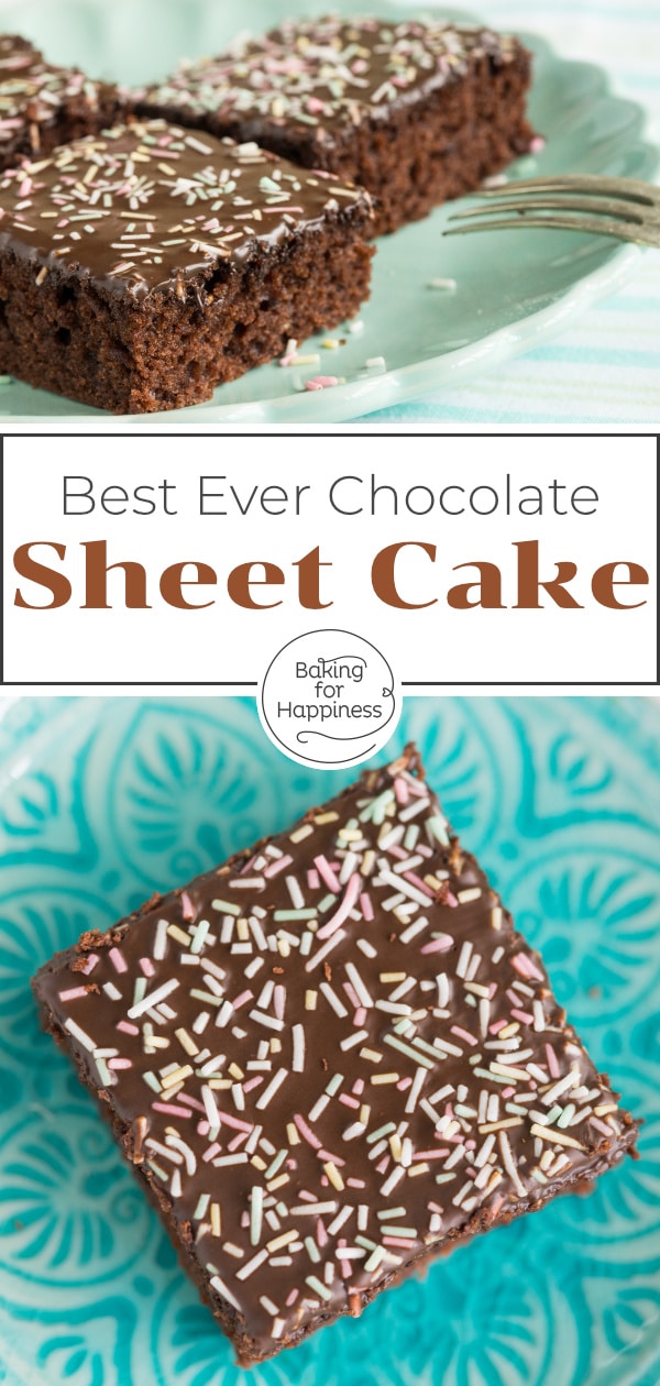 Wonderfully moist, quick and easy chocolate sheet cake with icing. This is the best chocolate sheet cake for any occasion.