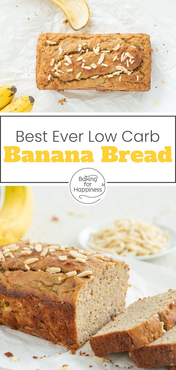 This Low Carb Banana Bread is super moist and delicious. No one will notice that this Banana Bread is without sugar, flour and butter!