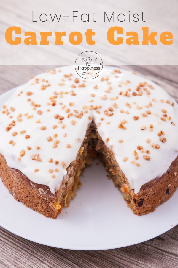 Very moist, low-fat carrot cake without nuts: A healthy carrot cake can be so delicious! This recipe is a great alternative to the classic one.