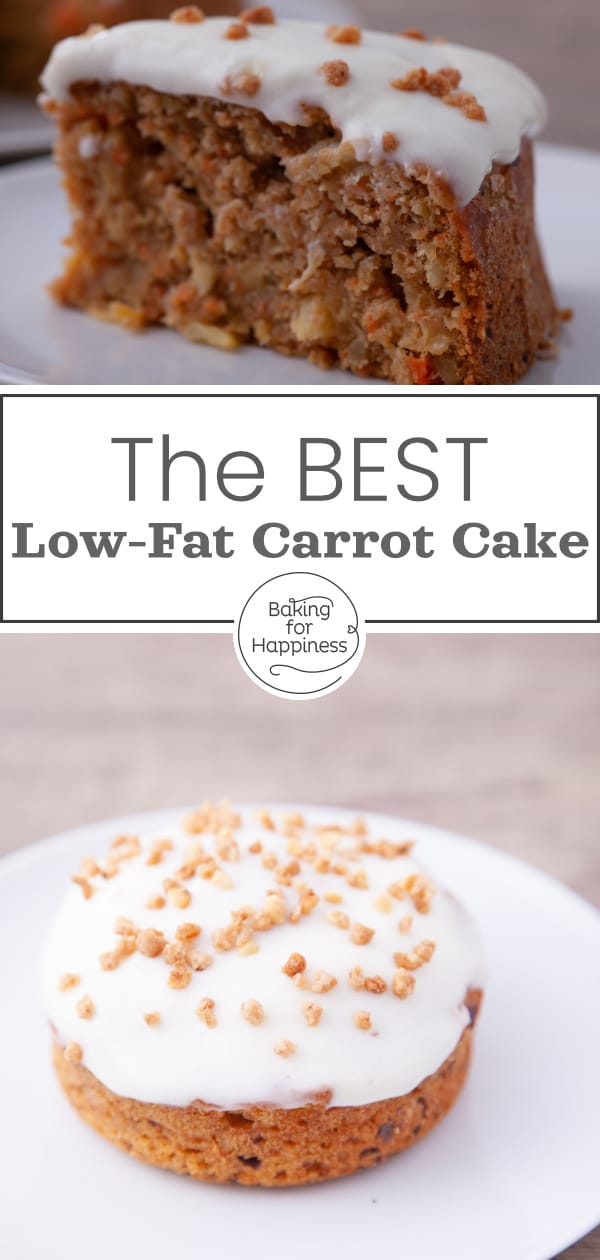 Very moist, low-fat carrot cake without nuts: A healthy carrot cake can be so delicious! This recipe is a great alternative to the classic one.