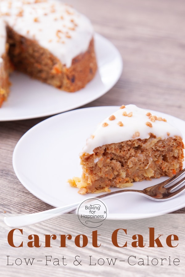 Very moist, low-fat carrot cake without nuts: A healthy carrot cake can be so delicious! This recipe is a great alternative to the classic one.