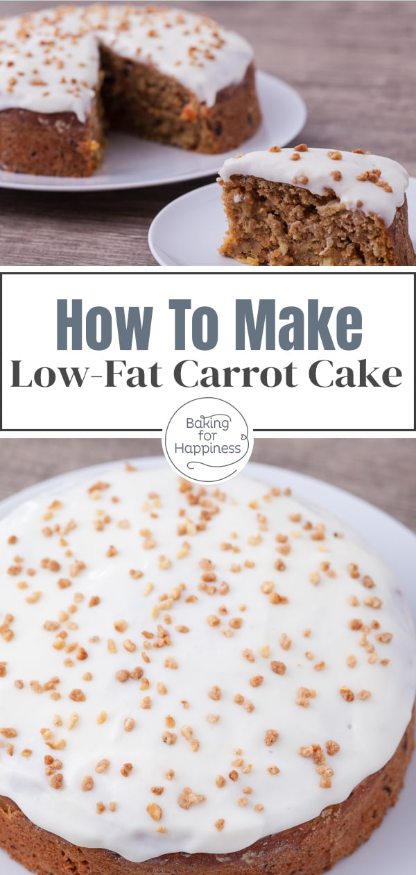 Very moist, low-fat carrot cake without nuts: A healthy carrot cake can be so delicious! This recipe is a great alternative to the classic one.