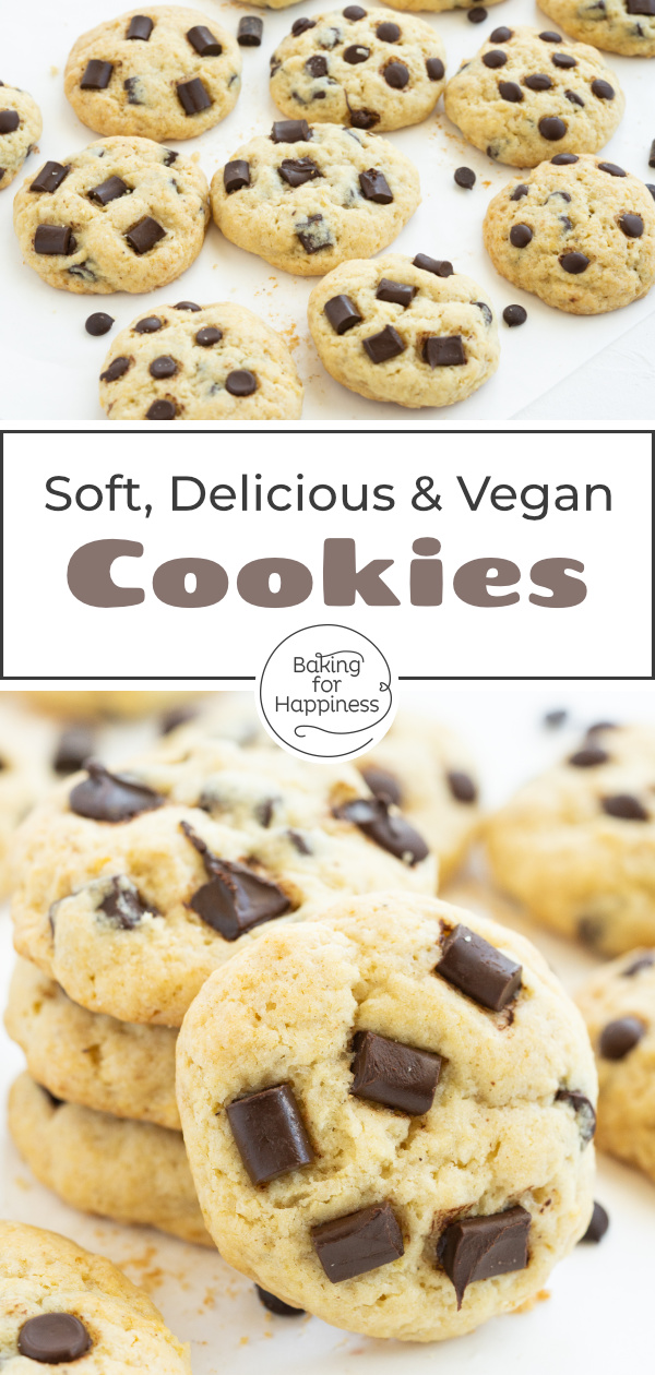 Delicious vegan chocolate chip cookies without egg, butter and milk. Nobody will notice that these cookies are vegan.