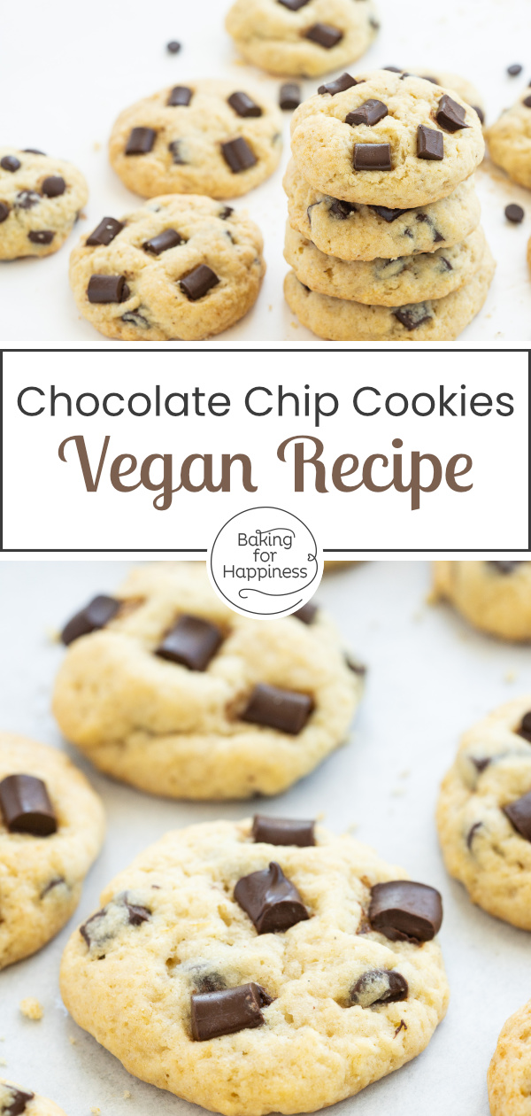 Delicious vegan chocolate chip cookies without egg, butter and milk. Nobody will notice that these cookies are vegan.