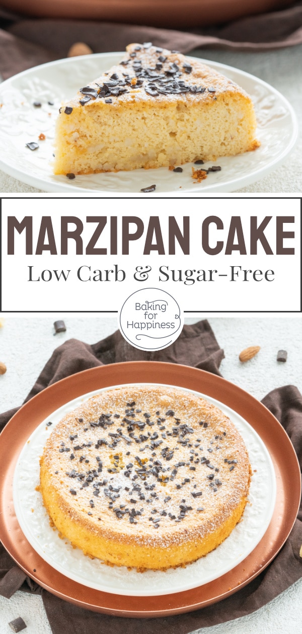 This easy two-ingredient marzipan cake becomes wonderfully moist, airy and delicious. You can also make the cake low carb and sugar-free.