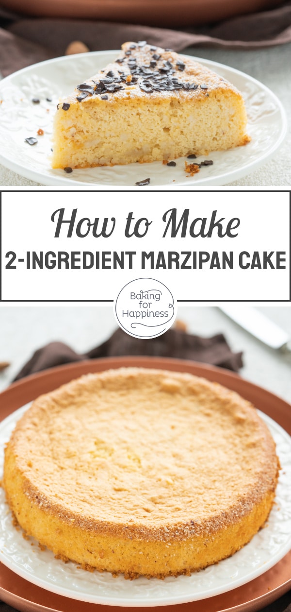 This easy two-ingredient marzipan cake becomes wonderfully moist, airy and delicious. You can also make the cake low carb and sugar-free.