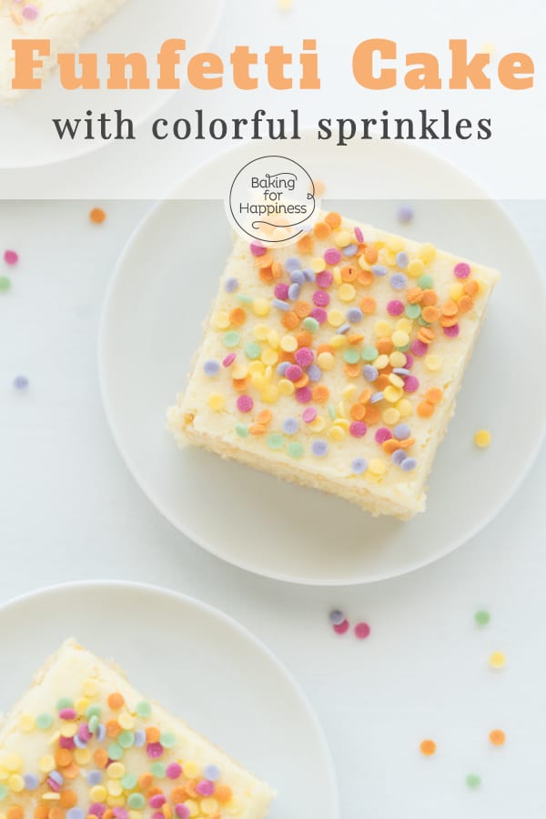 Quick funfetti cake recipe: This easy homemade funfetti cake with colorful sprinkles is a great kids' birthday cake or for carnival.