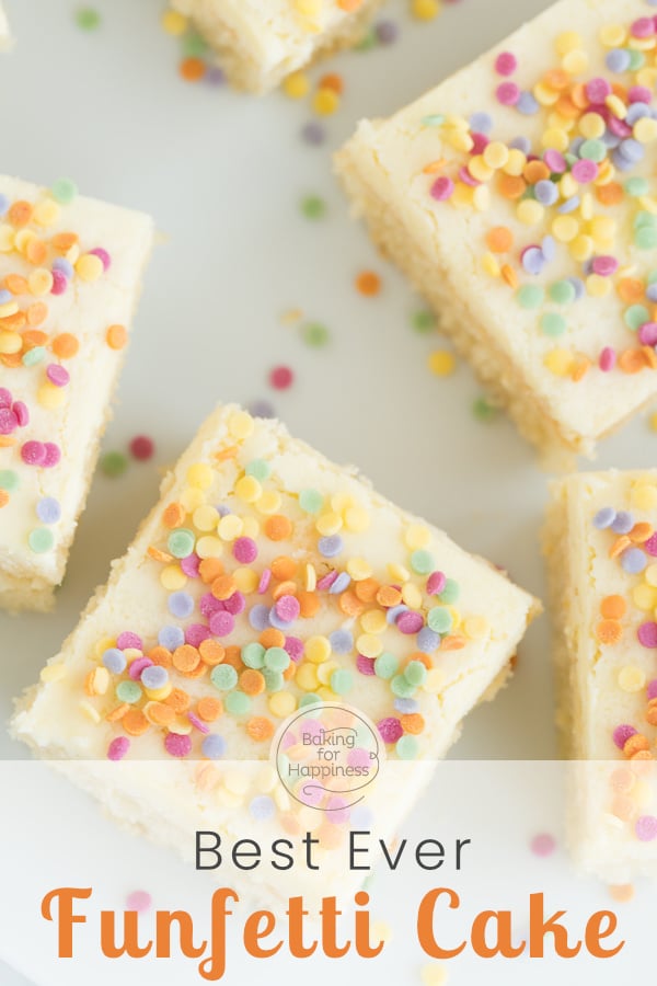 Quick funfetti cake recipe: This easy homemade funfetti cake with colorful sprinkles is a great kids' birthday cake or for carnival.