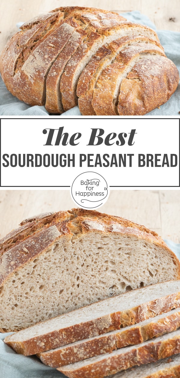 This sourdough peasant bread without any added yeast is super easy and crispy. The perfect bread recipe for every day!