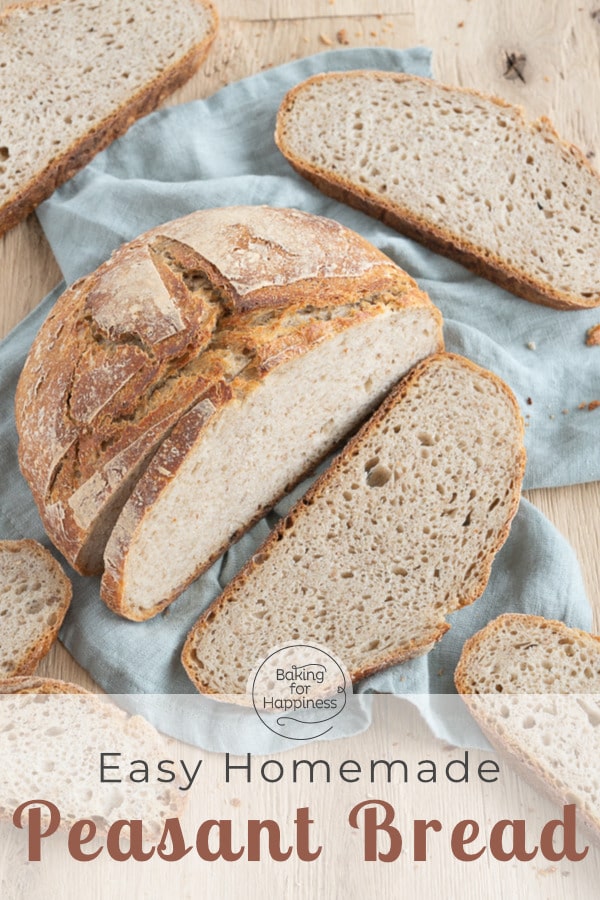 This sourdough peasant bread without any added yeast is super easy and crispy. The perfect bread recipe for every day!