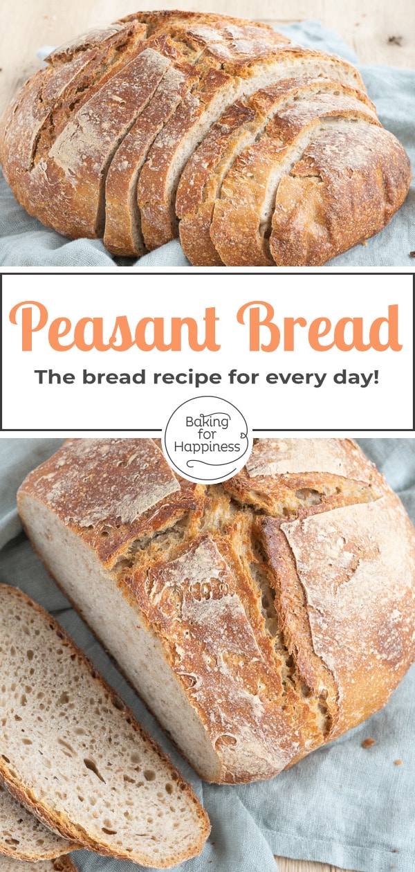 This sourdough peasant bread without any added yeast is super easy and crispy. The perfect bread recipe for every day!