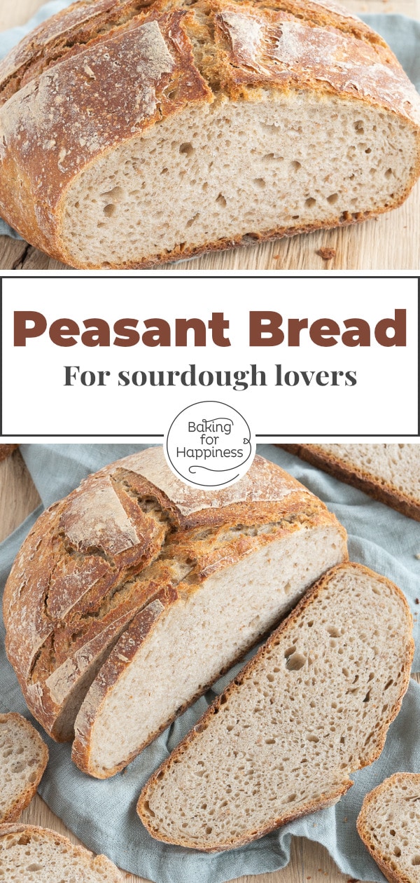 This sourdough peasant bread without any added yeast is super easy and crispy. The perfect bread recipe for every day!