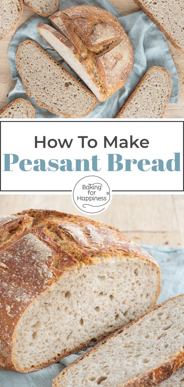 This sourdough peasant bread without any added yeast is super easy and crispy. The perfect bread recipe for every day!