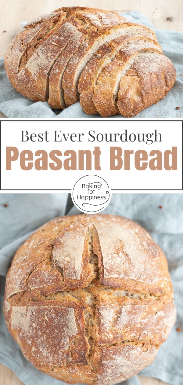 This sourdough peasant bread without any added yeast is super easy and crispy. The perfect bread recipe for every day!