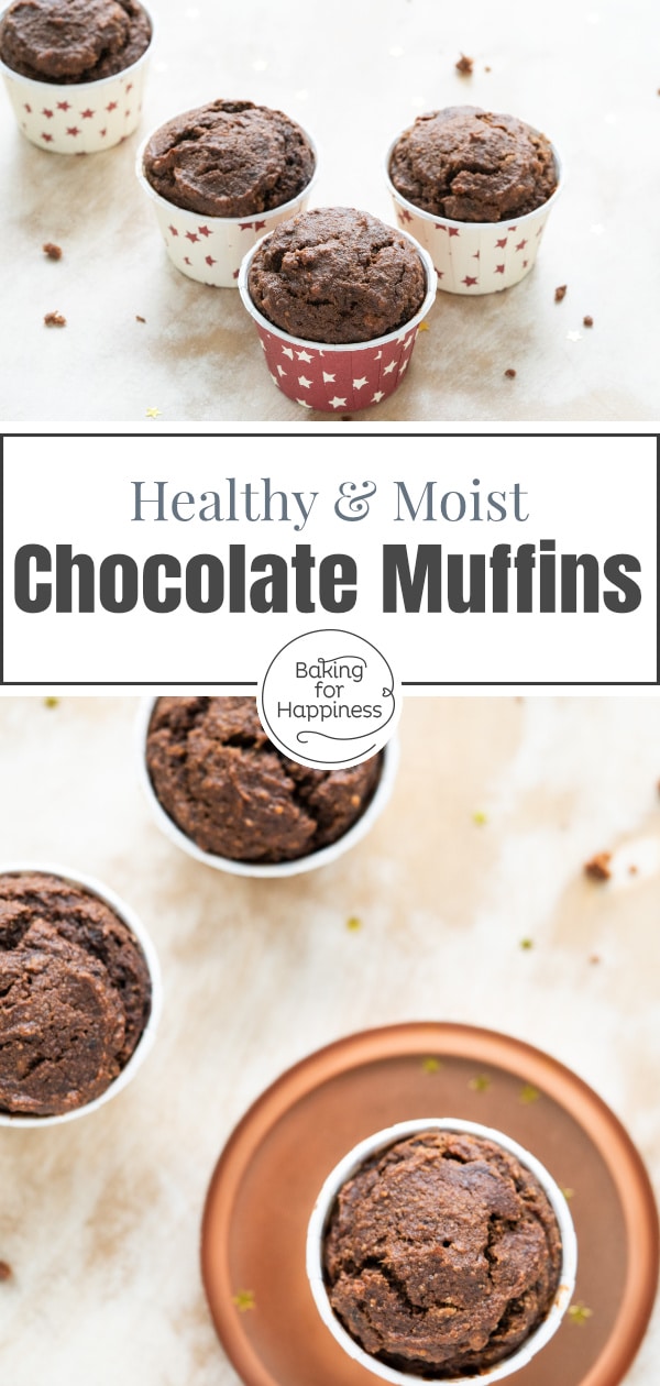 Great healthy chocolate muffins without sugar, butter, milk and white flour. These moist clean eating muffins convince even children!