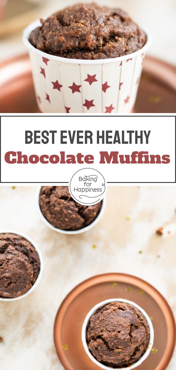 Great healthy chocolate muffins without sugar, butter, milk and white flour. These moist clean eating muffins convince even children!