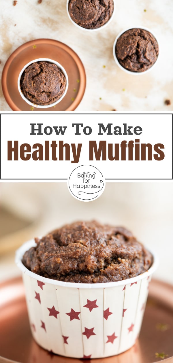 Great healthy chocolate muffins without sugar, butter, milk and white flour. These moist clean eating muffins convince even children!