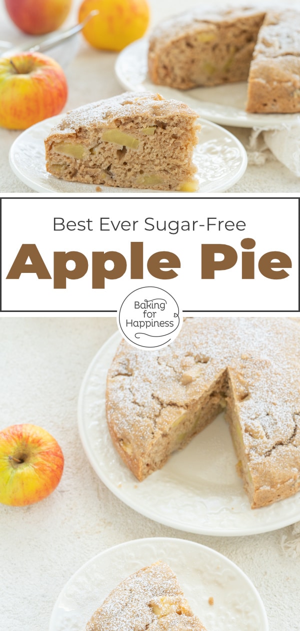 This sugar-free apple pie is a great healthy cake for babies, kids and adults. The cake doesn't require egg, butter, sugar and milk!