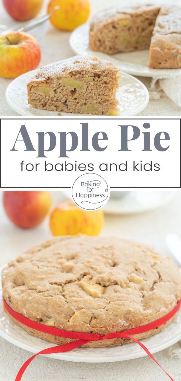 This sugar-free apple pie is a great healthy cake for babies, kids and adults. The cake doesn't require egg, butter, sugar and milk!