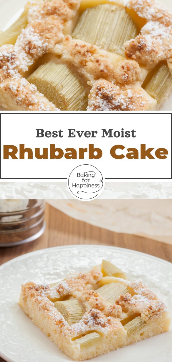 Delicious recipe for a moist rhubarb crumble sheet cake. Grandma's rhubarb cake is simply the best during spring!