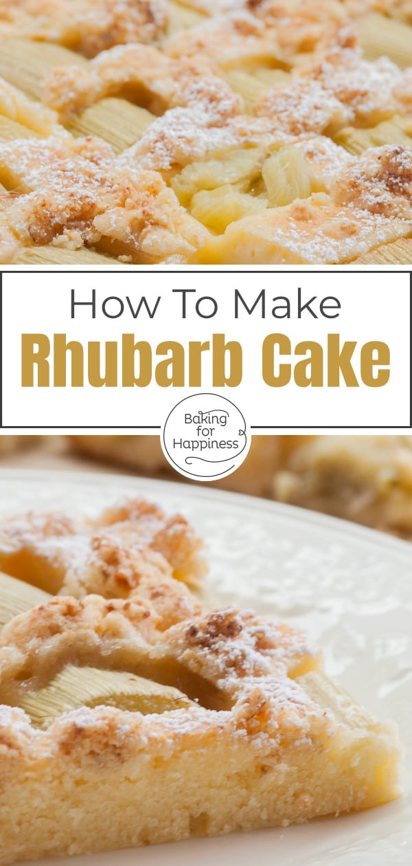 Delicious recipe for a moist rhubarb crumble sheet cake. Grandma's rhubarb cake is simply the best during spring!