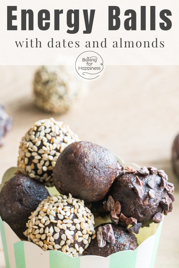 Easy recipe for vegan date energy balls without added sugar. You can make the date confection super quick and they give you power every day!