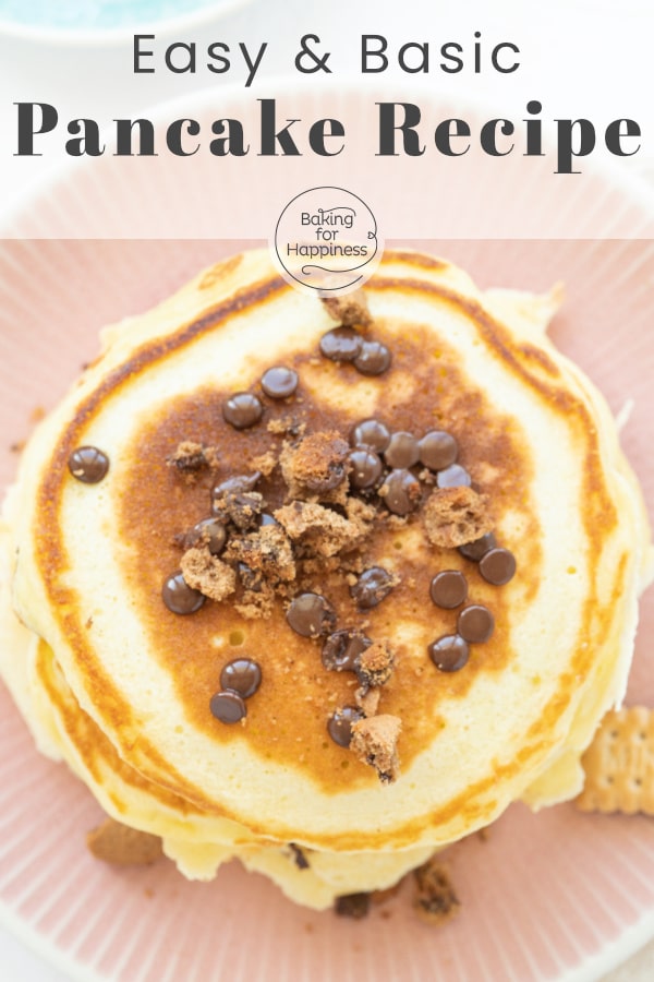 With this easy basic pancake recipe, your pancakes become fluffy and soft. Super tasty, super easy and quick to make!