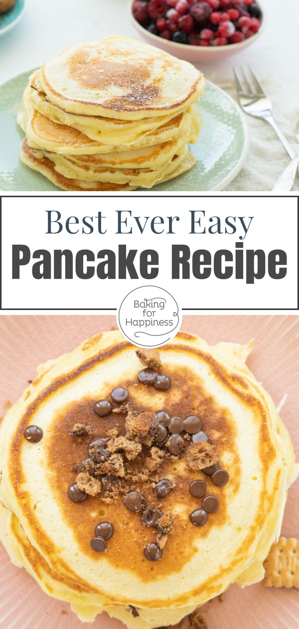 With this easy basic pancake recipe, your pancakes become fluffy and soft. Super tasty, super easy and quick to make!