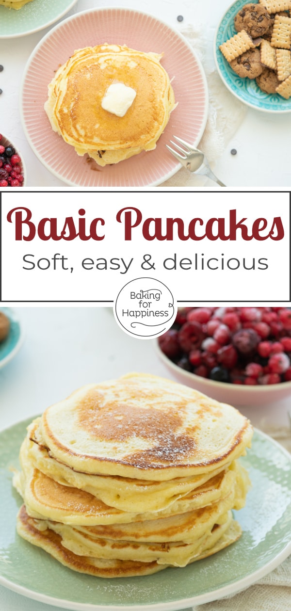 With this easy basic pancake recipe, your pancakes become fluffy and soft. Super tasty, super easy and quick to make!