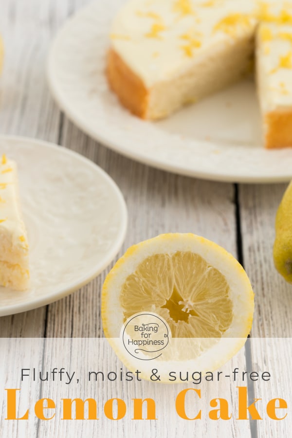 Low-Fat Sugar-Free Lemon Cake | Baking for Happiness