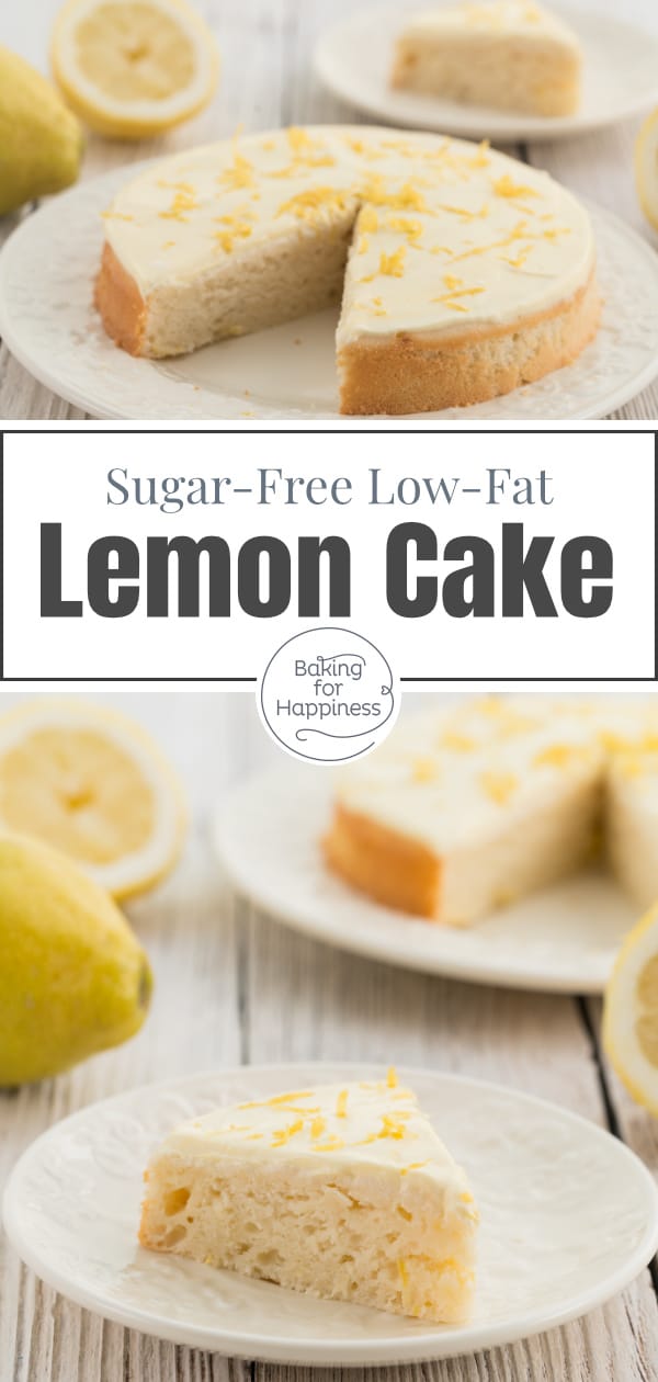 Low-Fat Sugar-Free Lemon Cake | Baking for Happiness