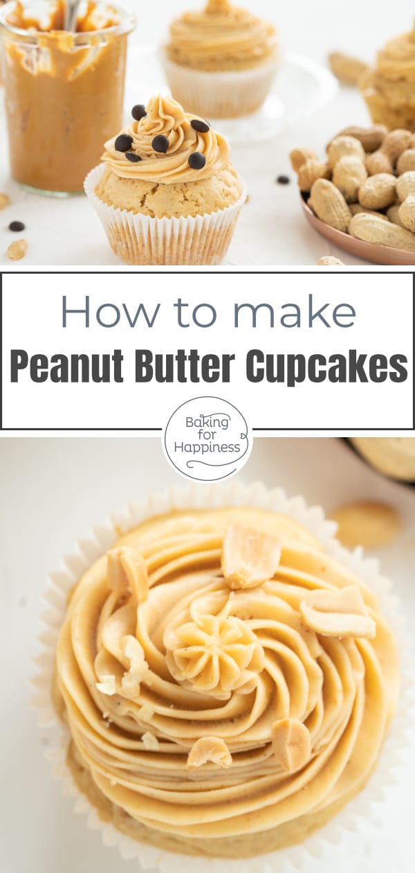 Delicious Peanut Butter Cupcakes with creamy cream cheese frosting. If you like peanut butter, you will love this recipe!