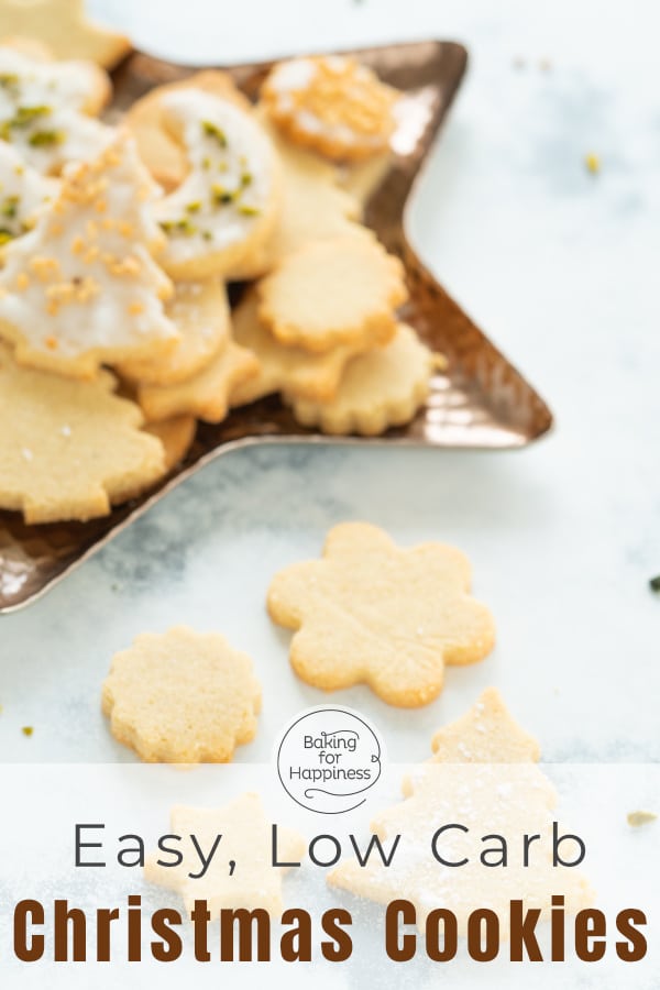 Great recipe for easy low carb Christmas cookies without flour and sugar - super easy, quick and low-carb.