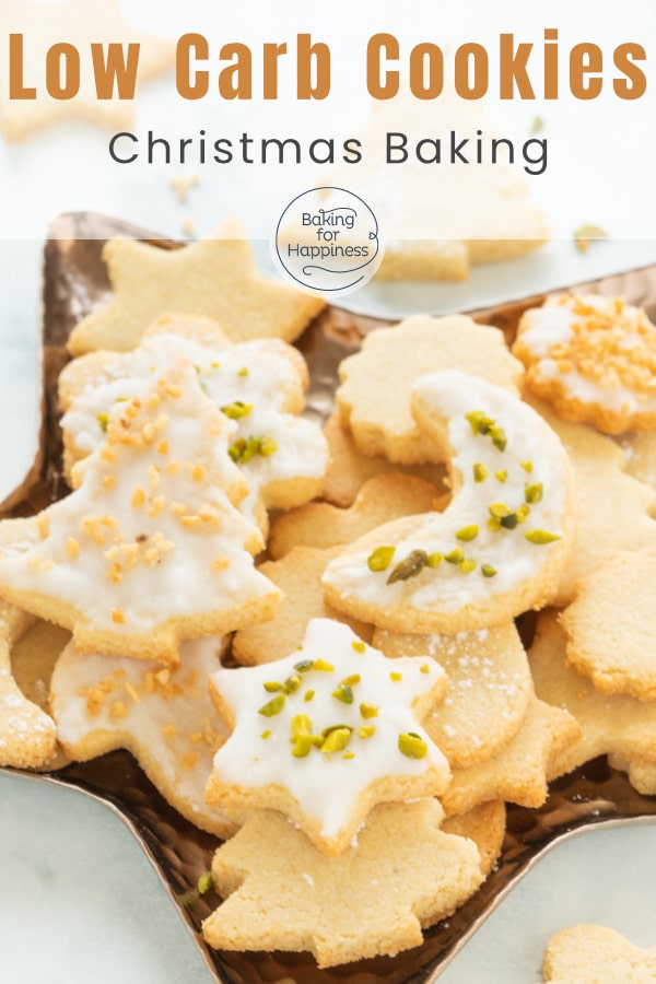 Great recipe for easy low carb Christmas cookies without flour and sugar - super easy, quick and low-carb.