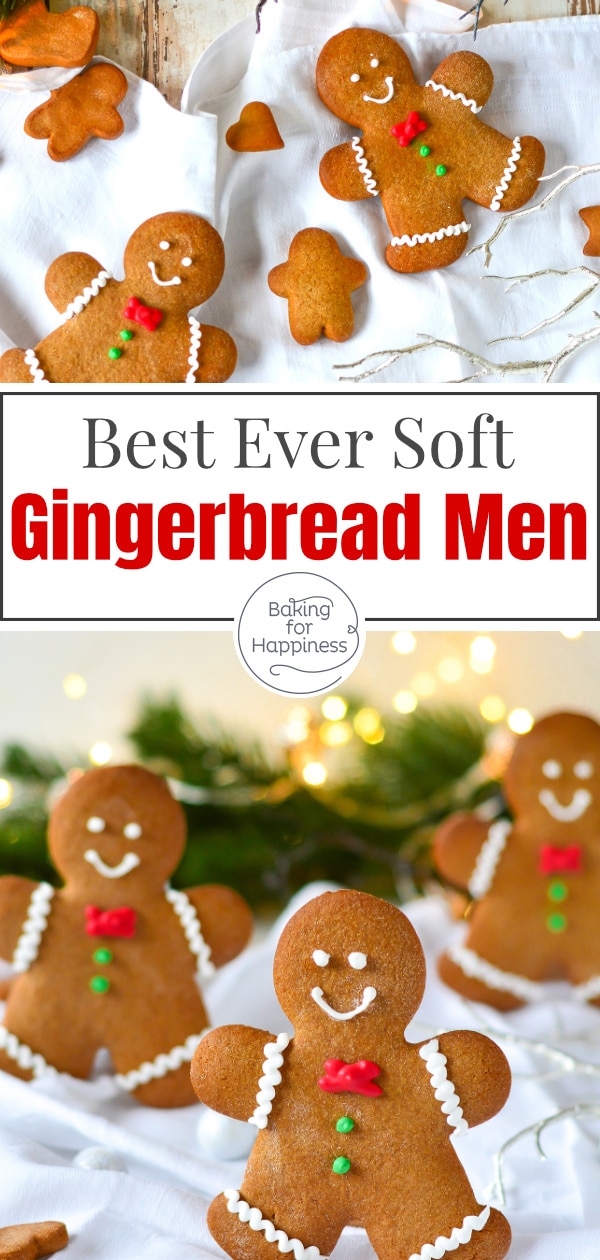 Easy recipe for soft gingerbread men cookies. A real eye-catcher, super tasty & especially great for kids.