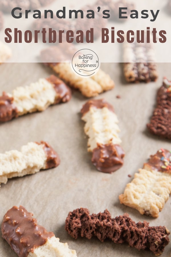 This recipe is a pure childhood memory for me. Grandma's easy shortbread biscuits always hit the spot: Wonderfully buttery and crumbly!