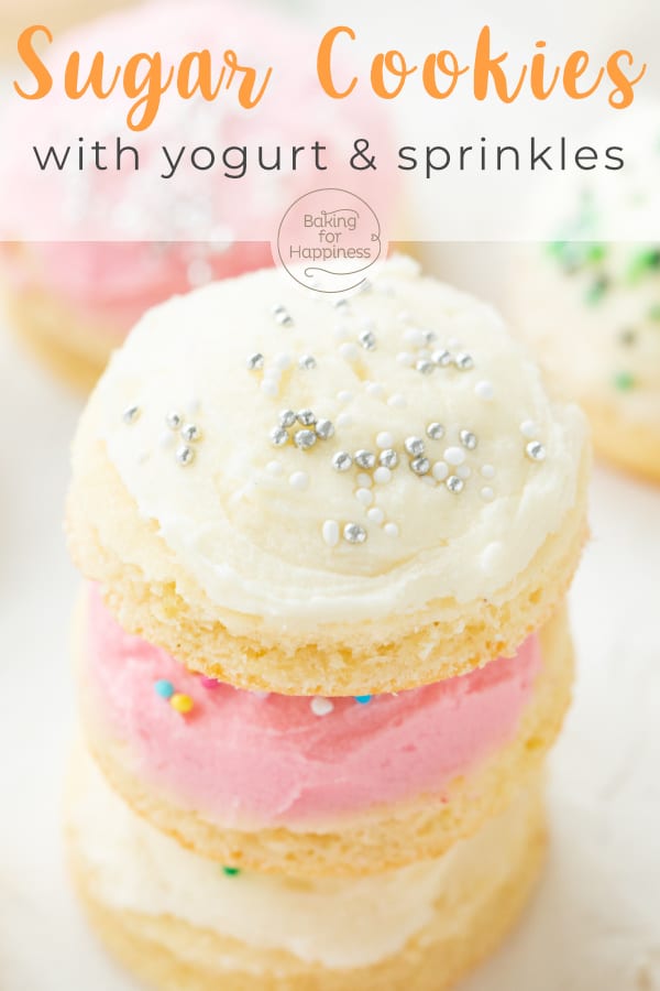 Deliciously soft sugar cookies with yogurt. The colorful Christmas cookies are a real eye-catcher and simply delicious!