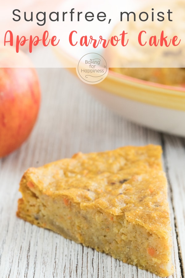 Moist sugarfree apple carrot cake without sugar & butter. Perfect for (young) children and all who want to snack healthy.