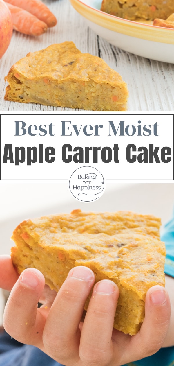 Moist sugarfree apple carrot cake without sugar & butter. Perfect for (young) children and all who want to snack healthy.