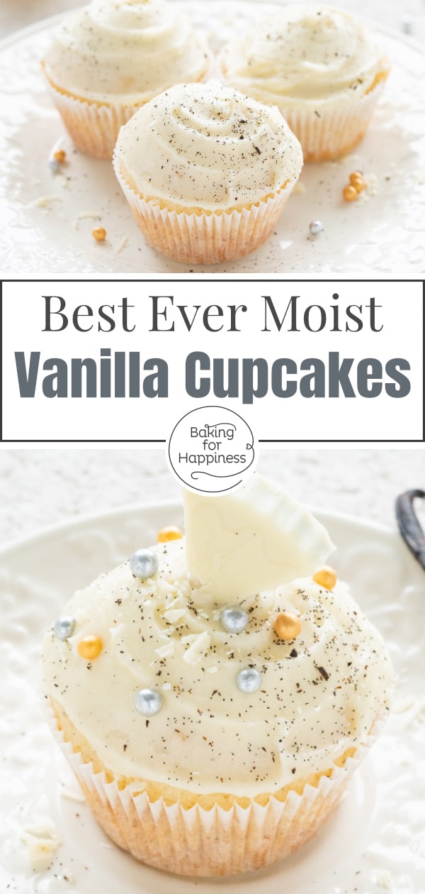 Moist and fluffy vanilla cupcakes with buttercream frosting: these classy cupcakes are perfect for special occasions!