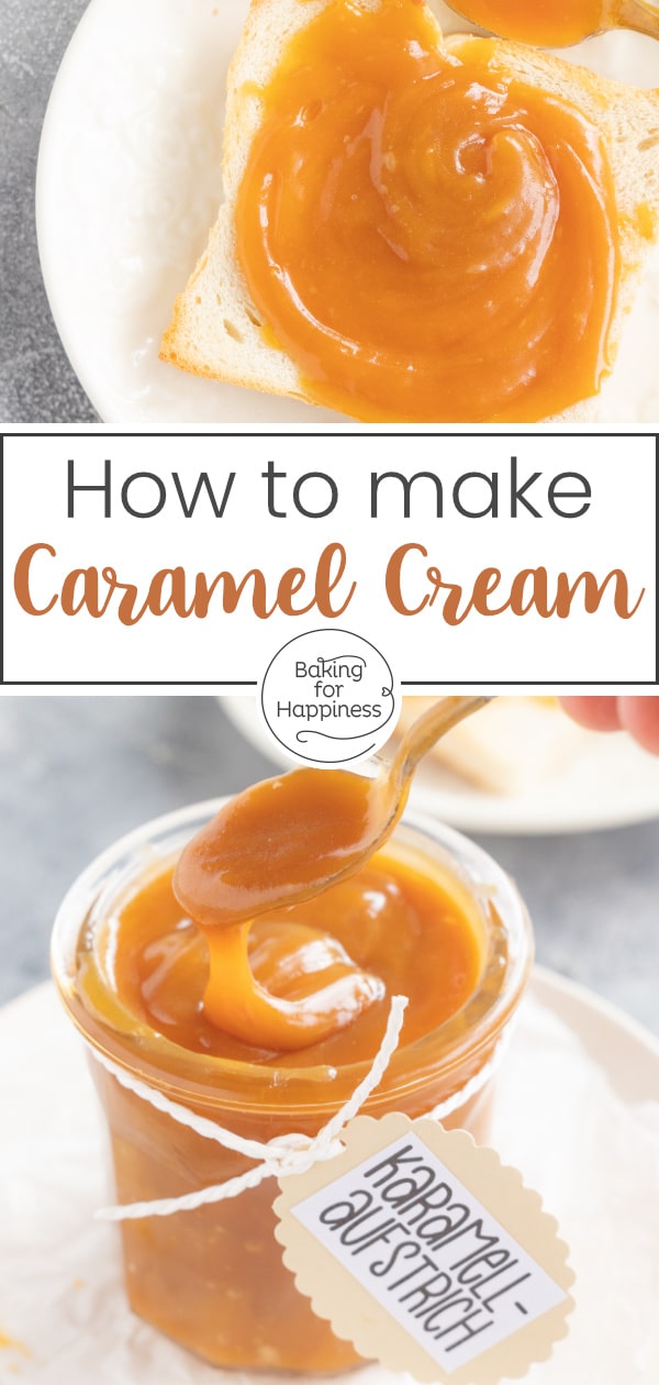 Recipe for heavenly homemade caramel spread with only 3 ingredients - for snacking, baking or as a gift for friends and family.